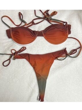 SHEIN | Women’s Size S | Stylish Ombre Orange/Green/Brown Bikini Set